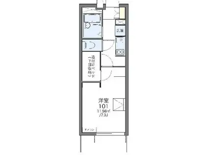 レオパレスブランドール H(1K/3階)の間取り写真