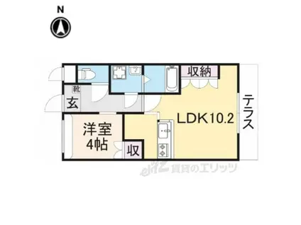 ビューハイム安の森(1LDK/1階)の間取り写真