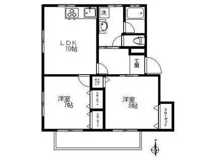 MSガーデンII(2LDK/1階)の間取り写真