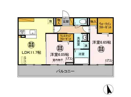 メゾンクオーレIII(2LDK/2階)の間取り写真