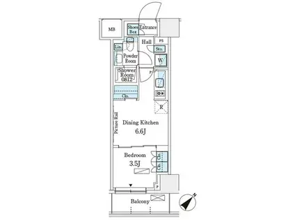 パークアクシス横浜伊勢佐木町通(1DK/3階)の間取り写真