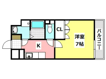 グリーンヒルIII(1K/4階)の間取り写真