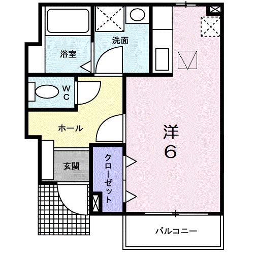 ノールヴィラージュ(1K/1階)の間取り写真