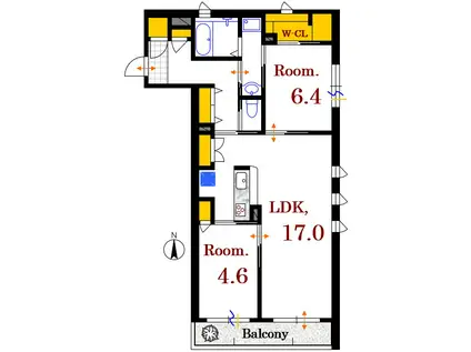 フルール・ミサ(2LDK/3階)の間取り写真