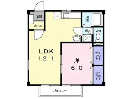 ニューシティヒルズ(1LDK/1階)の間取り写真