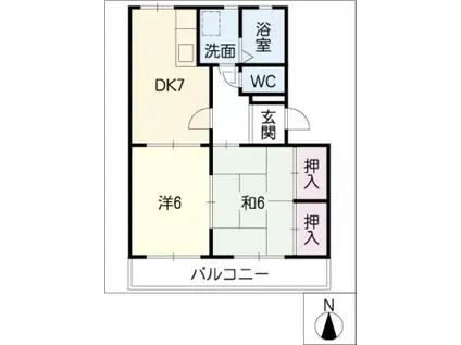 ファインステージ(2DK/2階)の間取り写真