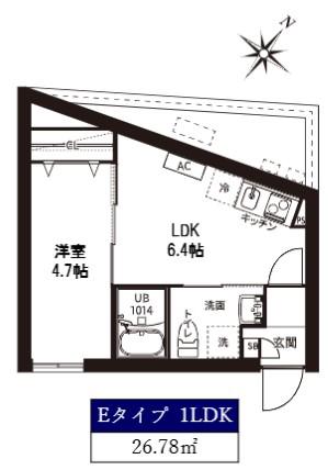 レピュア曙橋駅前レジデンス(1DK/1階)の間取り写真