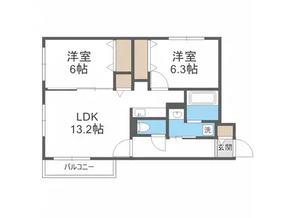 RAINBOW ROAD南円山(2LDK/4階)の間取り写真