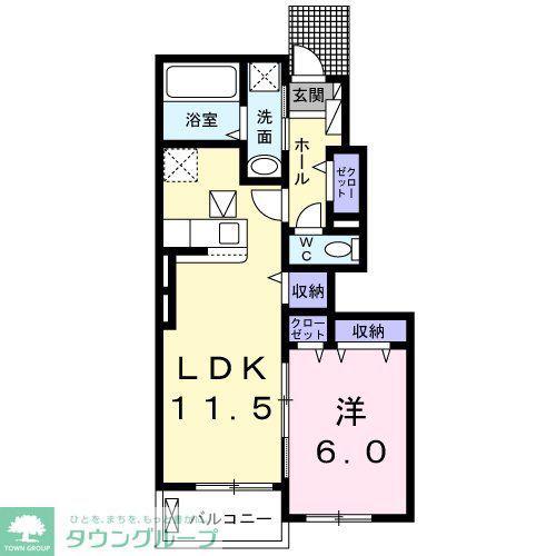 フェリスII(1LDK/1階)の間取り写真