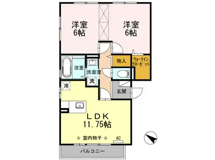 サンハイムB(2LDK/3階)の間取り写真