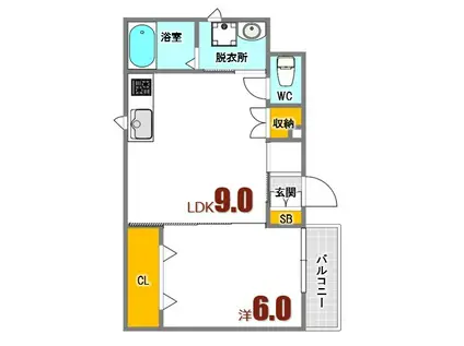 ハイツ海田稲荷町(1LDK/1階)の間取り写真