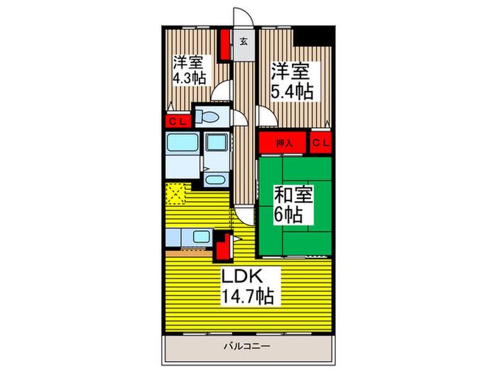M・LAUREL・WOODS(3LDK/2階)の間取り写真
