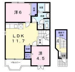 ラフレシールMIZUKI A棟(2LDK/2階)の間取り写真