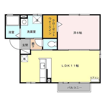 ドミールノア(1LDK/2階)の間取り写真