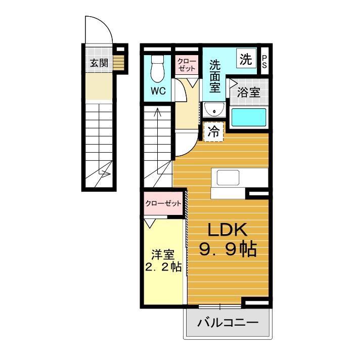 サンライト(1LDK/2階)の間取り写真