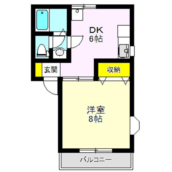 ペアコートII(1DK/2階)の間取り写真