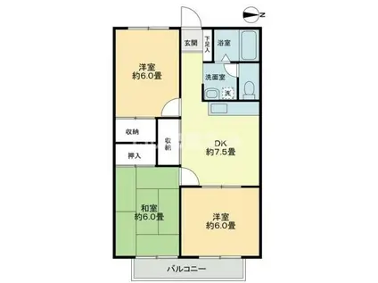 フォブール岡田(3DK/2階)の間取り写真