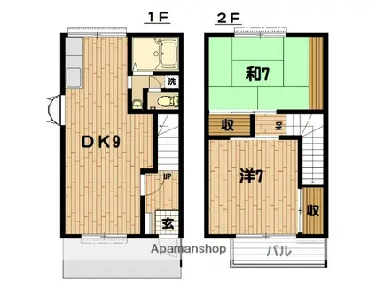 クリード栗谷(2DK/2階)の間取り写真