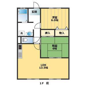 ガーデンロイヤル B(2LDK/1階)の間取り写真
