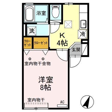 プリムローズ前田(1K/1階)の間取り写真