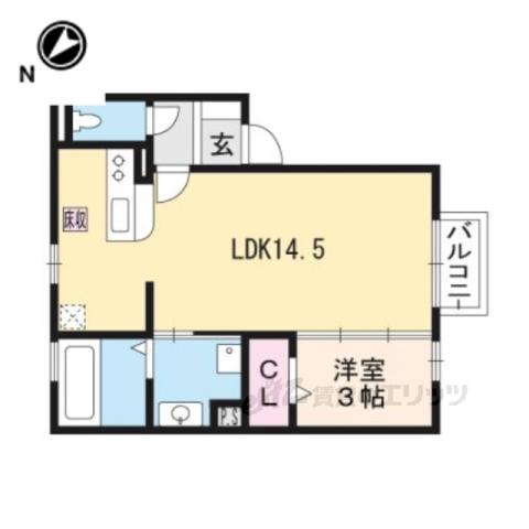 ハピネス下阪本(1LDK/2階)の間取り写真
