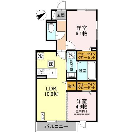 アルコバレーノ10(2LDK/1階)の間取り写真