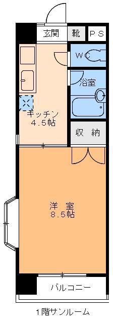 メゾン・ド・シャリオ(1DK/2階)の間取り写真