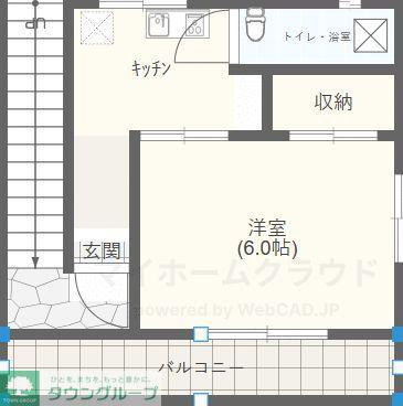 栗原ビル(1K/3階)の間取り写真