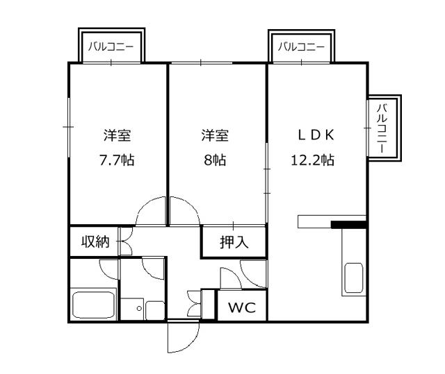 あさひレジデンス高崎上小鳥(2LDK/3階)の間取り写真