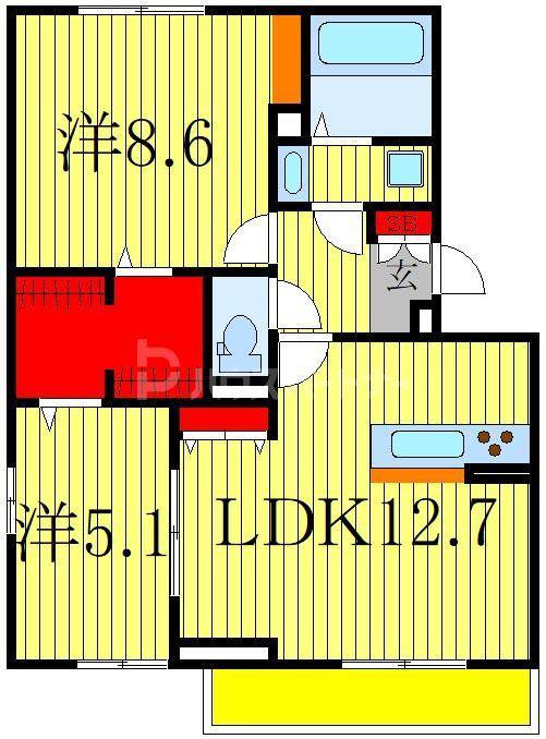 ウィステリア(2LDK/2階)の間取り写真