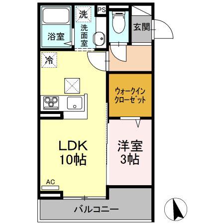 GRACA開智(1LDK/1階)の間取り写真