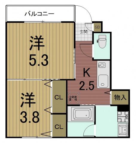 LUANA(2K/1階)の間取り写真