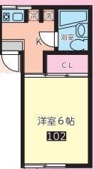 ミッテ連坊(1K/1階)の間取り写真