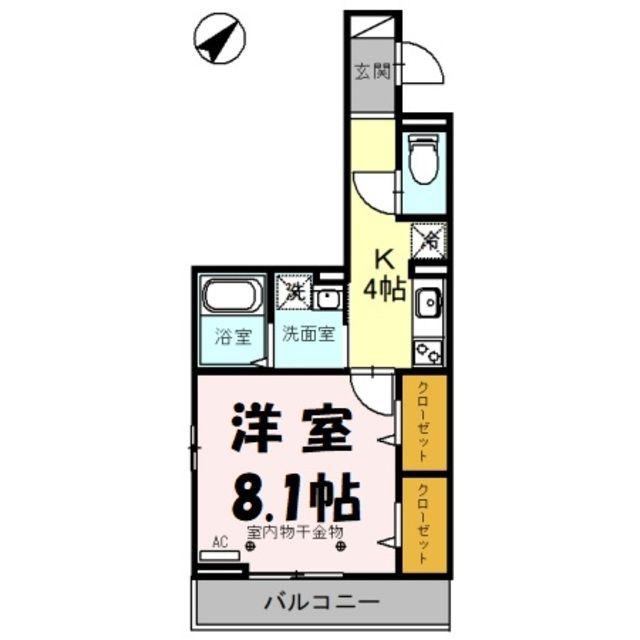 Tスクエア越ケ谷(1K/1階)の間取り写真