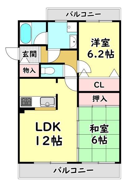 エテルノI(2LDK/2階)の間取り写真