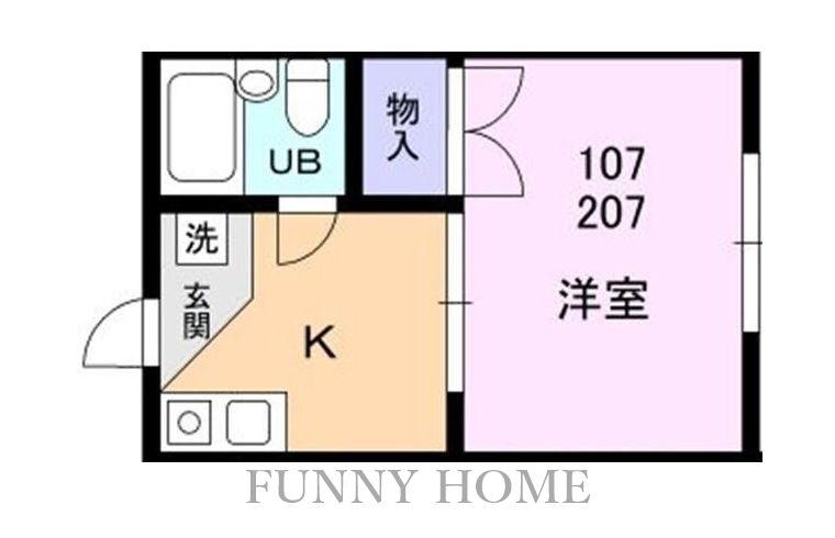 ヒルトップハイツ(1K/1階)の間取り写真