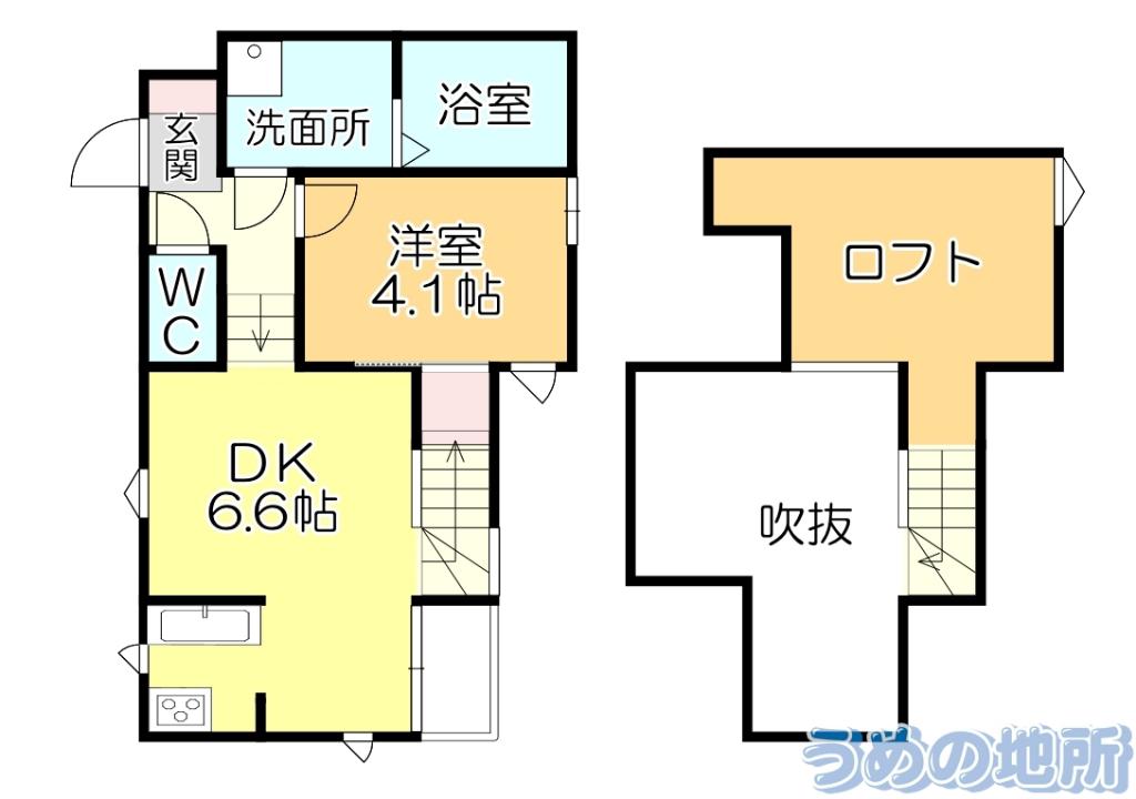 エクシア久留米大学駅前(1LDK/1階)の間取り写真