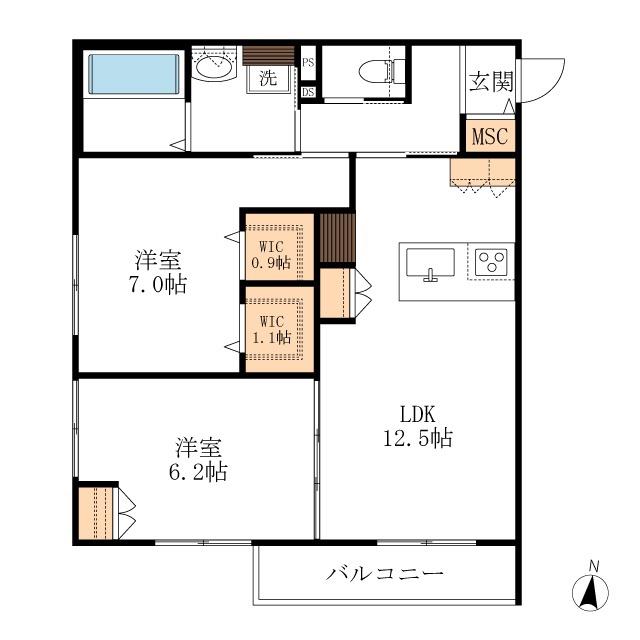 HEBEL MAISON SOCIA(2LDK/2階)の間取り写真