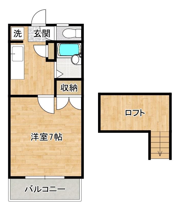 レスト若園(1K/2階)の間取り写真