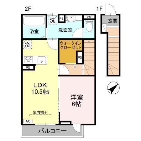 RESIDENCE歌川町 A棟(1LDK/2階)の間取り写真