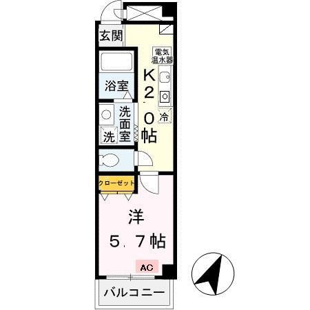 マグノリアパレス(1K/5階)の間取り写真