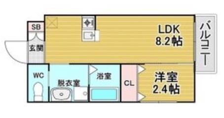 リアコート関大前II(1LDK/3階)の間取り写真