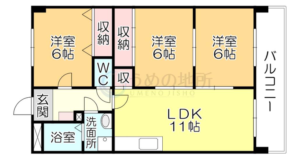 センチュリー中央(3LDK/1階)の間取り写真