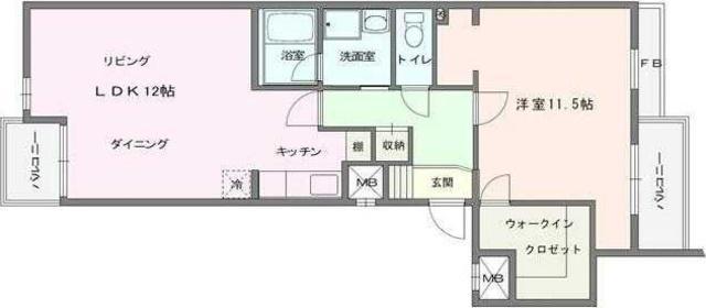 エクセルたちばな台(1LDK/1階)の間取り写真