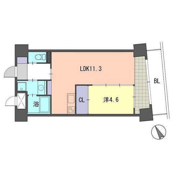 レジデンス住吉(1LDK/8階)の間取り写真