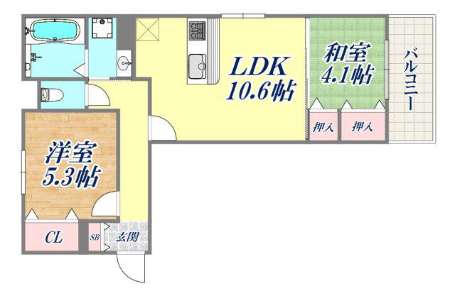 ヴェルデ天城(2LDK/1階)の間取り写真