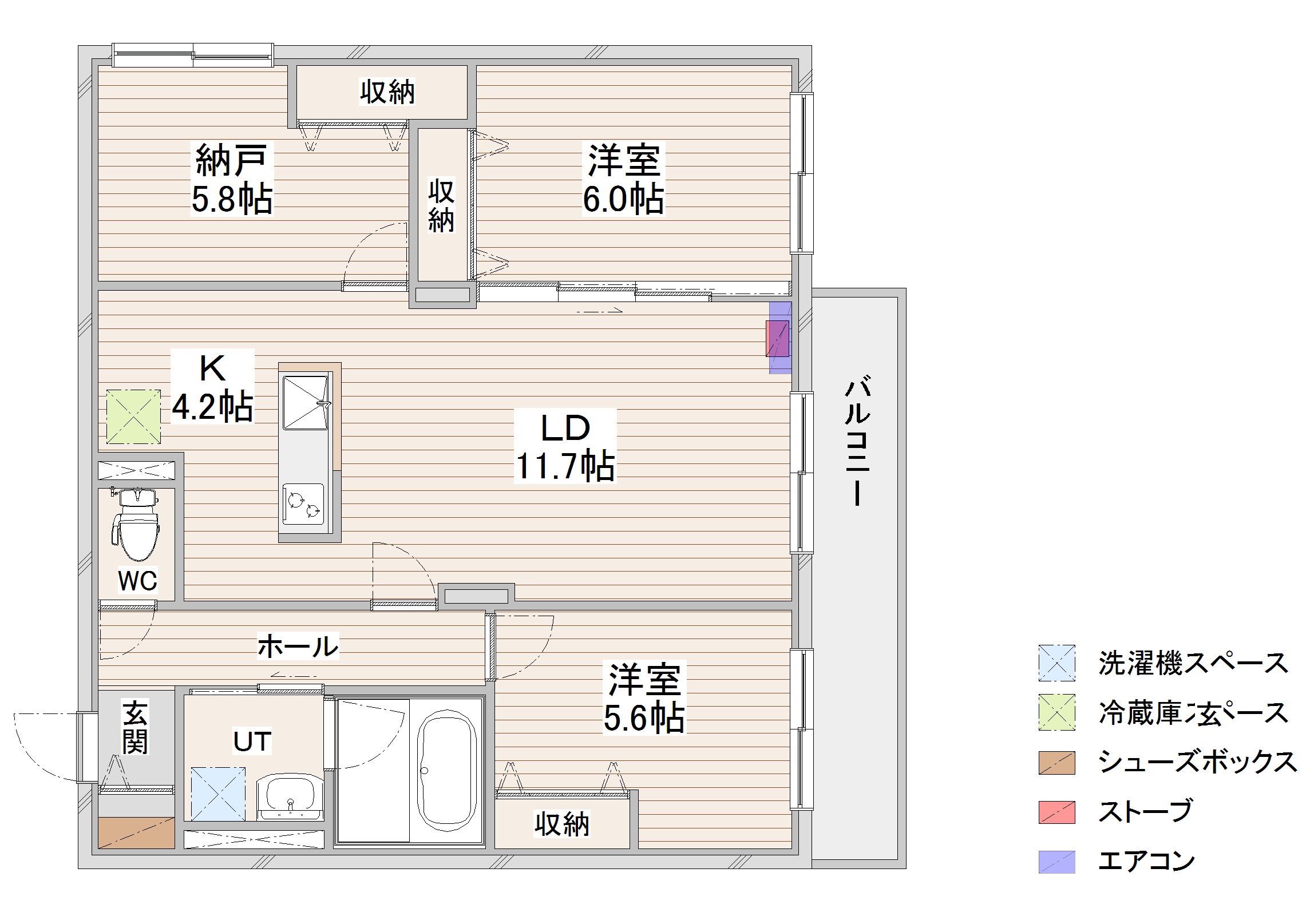 CRESCEND苗穂駅前(3LDK/4階)の間取り写真
