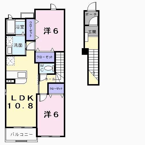 サニーレジデンス I番館(2LDK/2階)の間取り写真