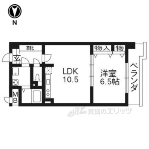 パレフルーヴ五条(1LDK/2階)の間取り写真