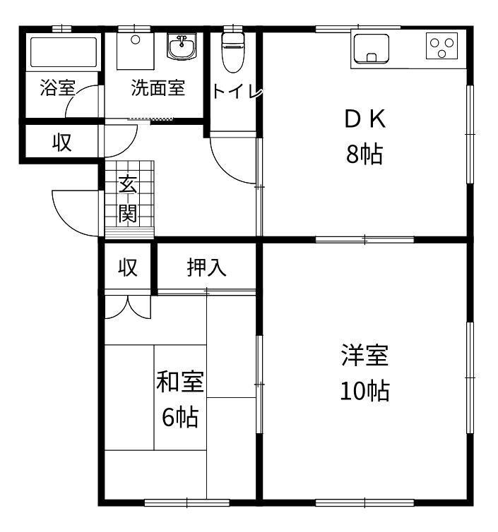 シャトーム加福(2DK/2階)の間取り写真